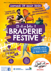 Affiche braderie festive des commerçants 2020 par Déclic