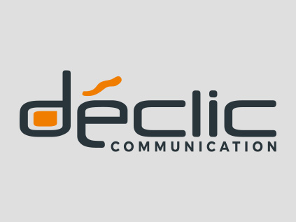 logo déclic communication fond gris